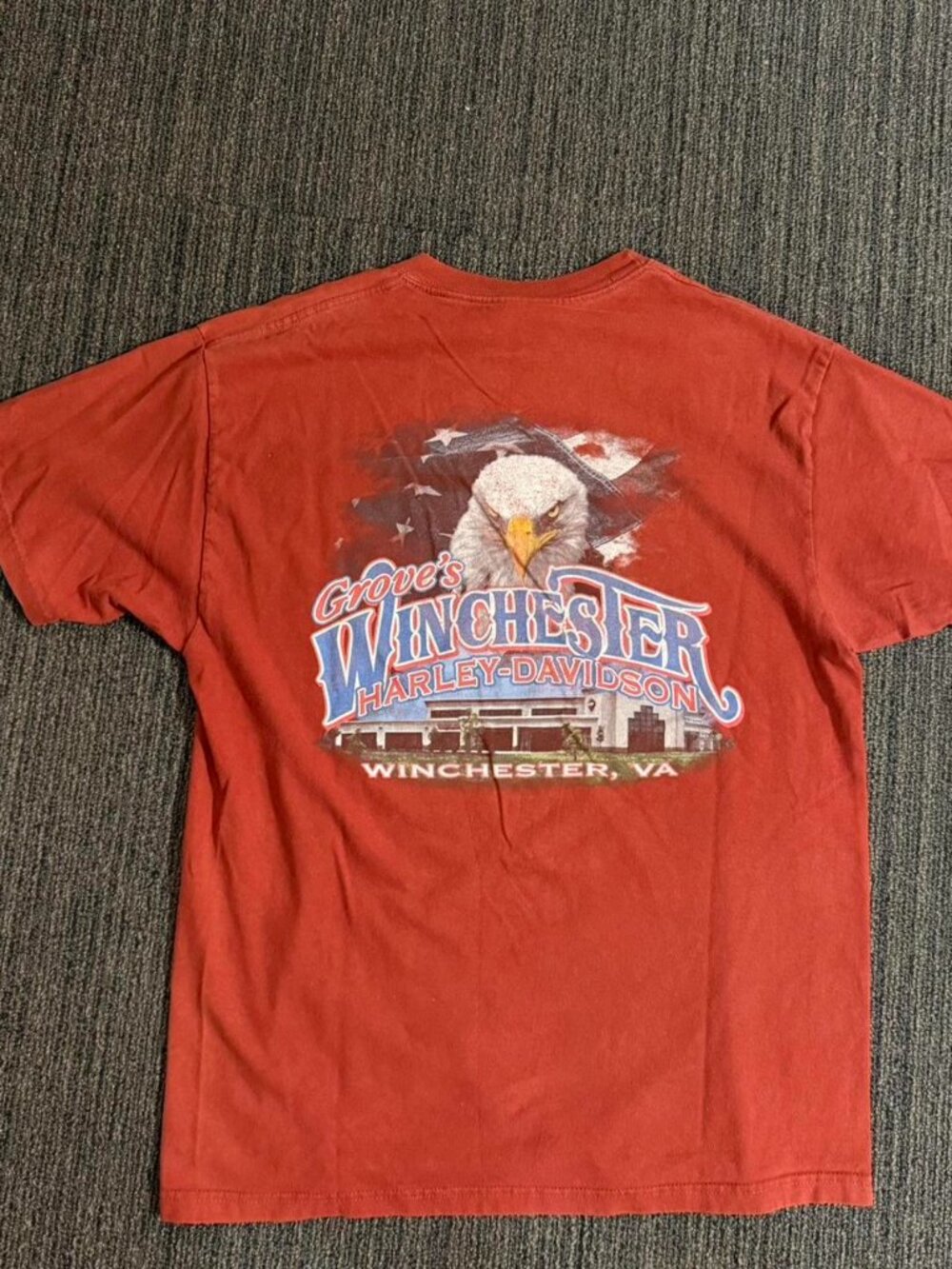 Harley Davidson Men's Red and Burgundy T-shirt